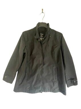 L.L. Bean Waterproof Rain Slicker Jacket XL Black Removable Hood